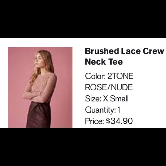 NWOT pink/ nude lace sheer long sleeve - Picture 1 of 3